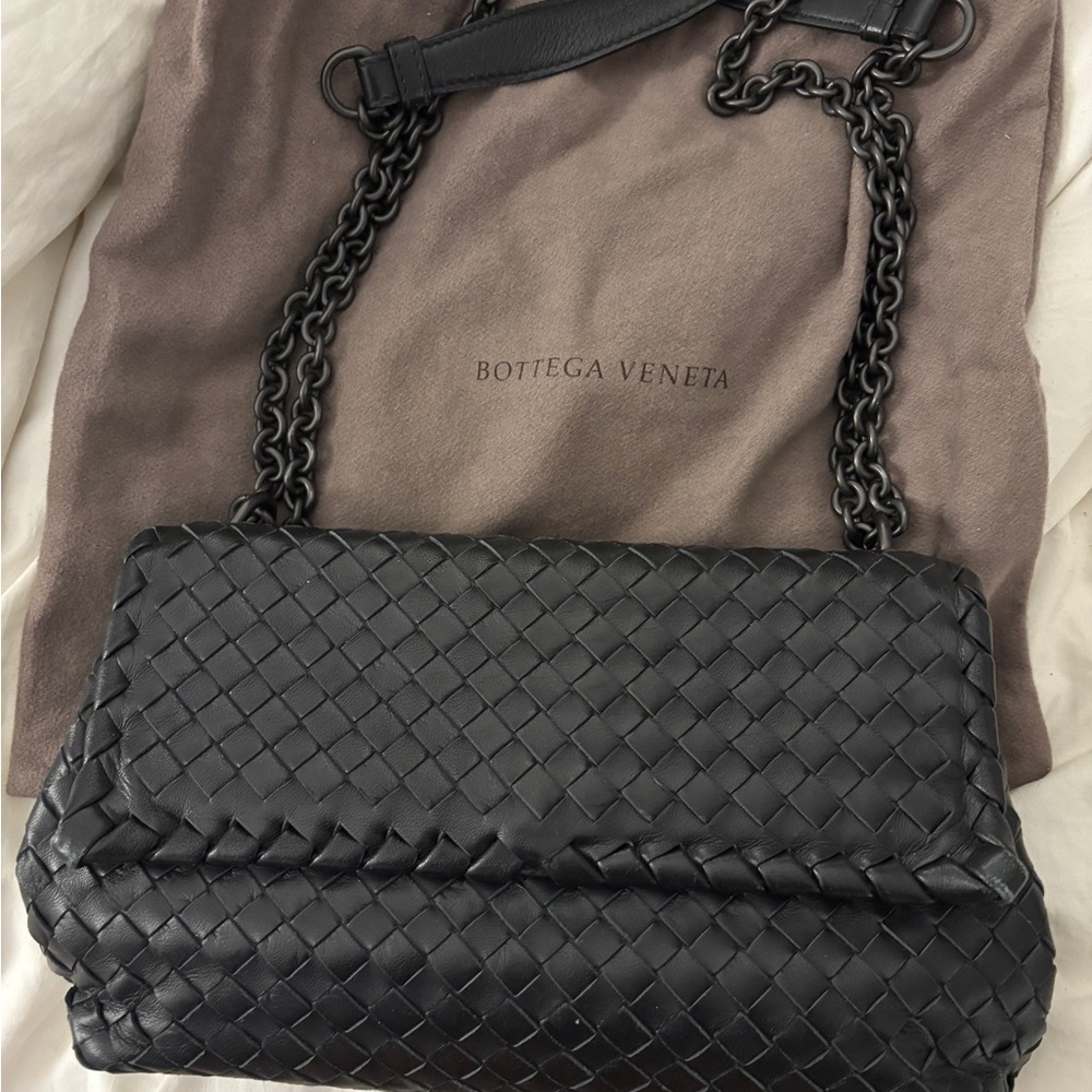 Bottega Veneta Black Woven Leather Bag